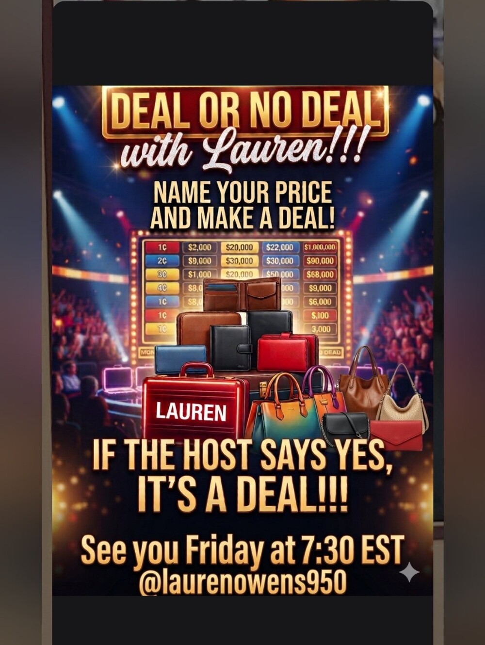 Deal or No Deal Party Poster - Red and Gold